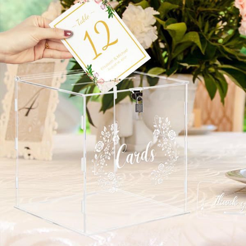 1pc アクリルウェディングカードボックスロック付きクリア貯 - Wedding Card Box のレビューと価格