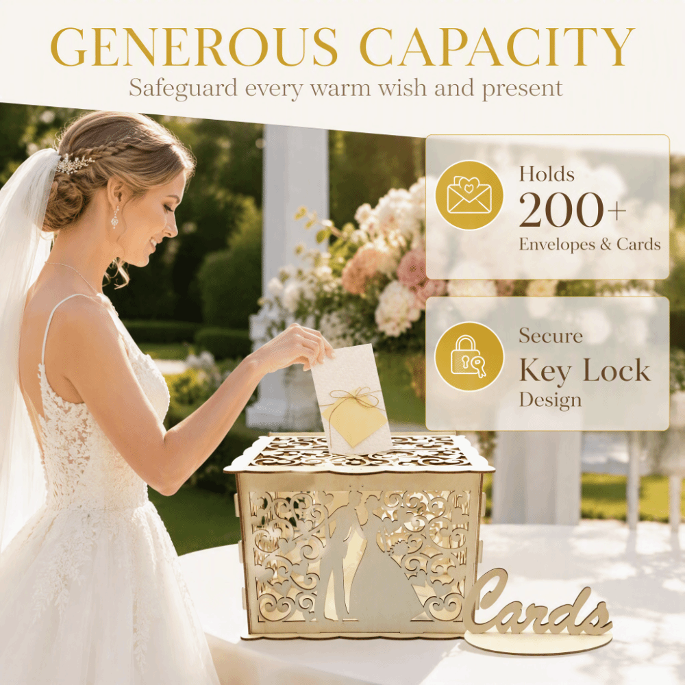 22.5x15x15cmの木製ウェディングカードボックス。透 - Wedding Card Box のレビューと価格