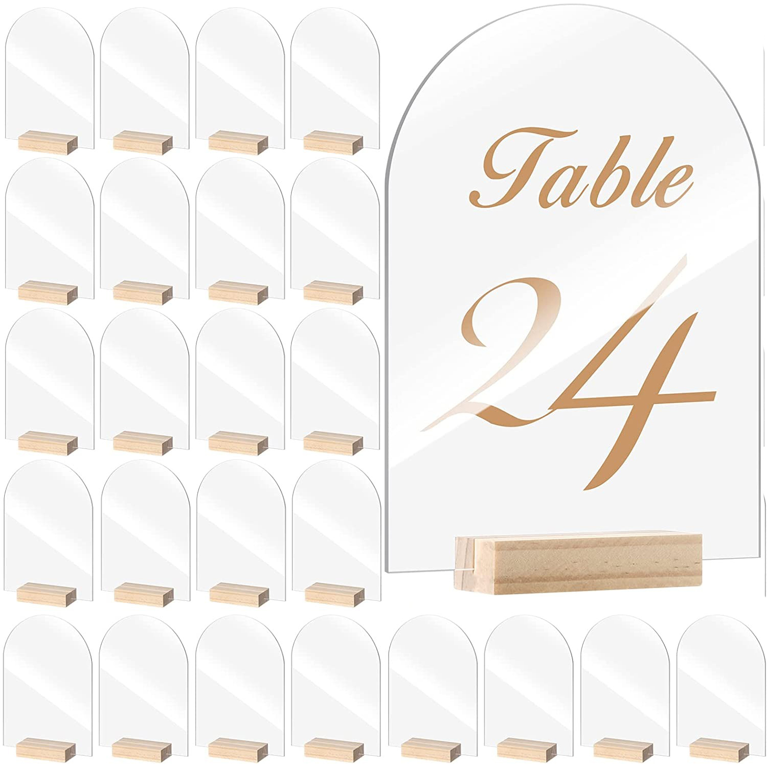 10/20/30/50個アーチアクリル記号セット空白クリアア - Table Number Gold のレビューと価格